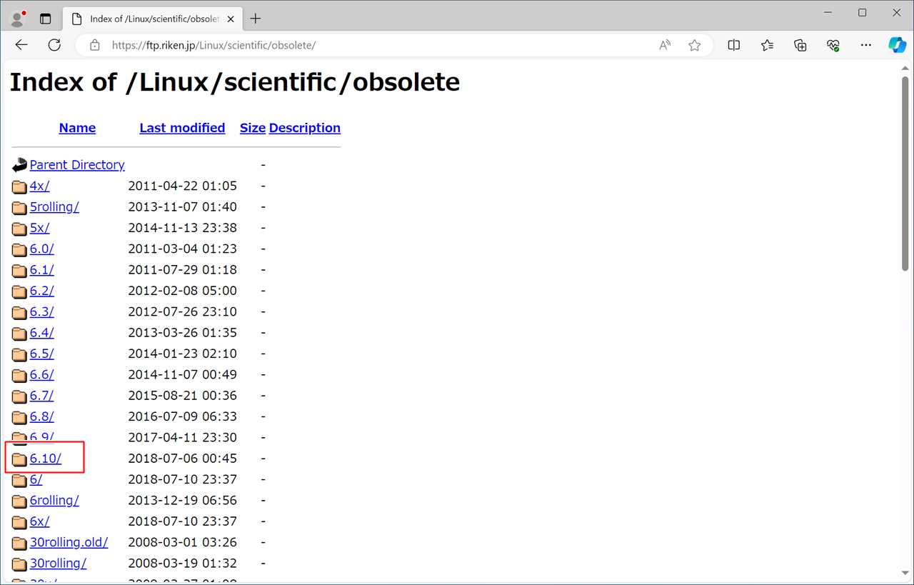 最終バージョン(6.10)の選択